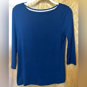 Talbots navy blue 3/4 sleeve scoop neck Pima Cotton The Talbots Tee Size Medium